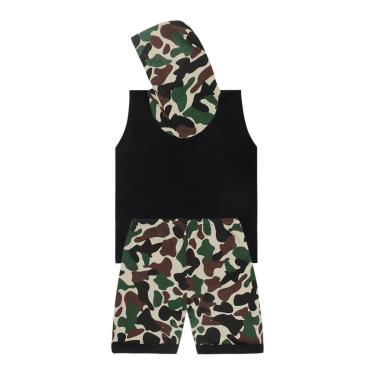 Imagem de Conjunto Camiseta com Capuz e Bermuda Camuflada - Destak-Masculino