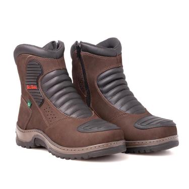 Imagem de Bota Masculina Motociclista Coturno Couro Cano Médio Zíper-Masculino