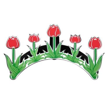 Imagem de Suporte de enrolar mangueira de jardim quintal suporte fixo na parede em aço TULIPA COLORIDA BASE PRETO