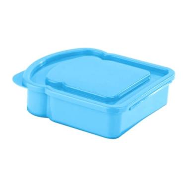 Imagem de ＫＬＫＣＭＳ Lancheira para sanduíche de pão torrado, recipiente para armazenar alimentos, porta-lanches, marmita tipo bento para academia, trabalho, camping e, Azul