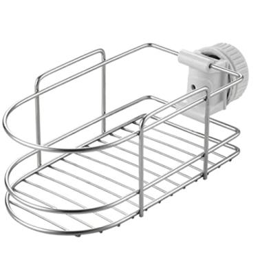 Imagem de Rack de armazenamento de torneira rack de torneira de cozinha rack de ralo de pia de aço inoxidável doméstico rack de esponja de piscina amplamente utilizado (cor: prata tamanho: L)