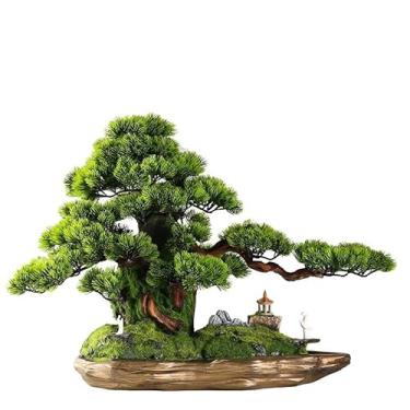 Imagem de Árvore artificial simulação de pinheiro acolhedor planta verde bonsai sala de estar escritório varanda casa decoração zen ornamentos árvore falsa