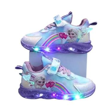 Imagem de Tênis Casuais LED Com Estampa Da Princesa Elsa De Frozen Para Meninas,
