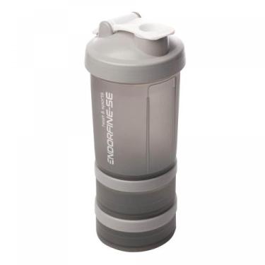 Imagem de Garrafa Shaker 3 em 1 de Plástico Performance Cinza 620ml - Lyor