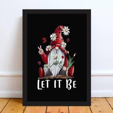 Imagem de Quadro Gnomo Zen Let It Be 33X24Cm - Com Vidro Moldura Preta