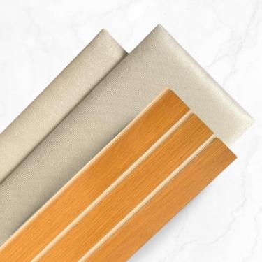 Imagem de Kit Cabeceira Estofada com Ripado em MDF 45x20, Painel Modular para Cama Solteiro Casal Queen e King, Kit Completo(9,Bege)