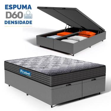 Imagem de Cama Box Baú com Colchão de Espuma D60 Double Face Guarda Costas Comfort Force Probel Queen 158cm