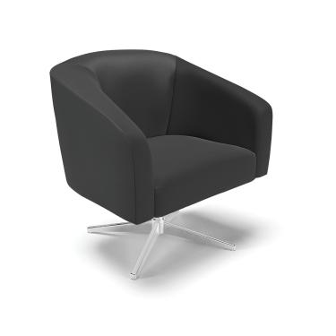 Imagem de Poltrona Decorativa Giratória Cromada Stella Sintético  Preto D03 - D'Rossi