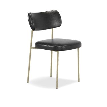 Imagem de Cadeira Stela Champanhe Sala de Jantar Couro Sintetíco Preto - Vallisa Decor