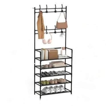 Imagem de Arara 4/5 Andar Sapateira Organizadora Cabideiro Suporte Multiuso Sapato Tenis Roupa Quarto Armários(5 Andares(ORG030),Branco)