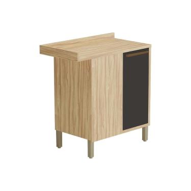 Imagem de Balcão de Cozinha Modulado c/ Tampo Canto Syrah c/ 1 Porta 48cm Amendoa/Chumbo - Ronipa