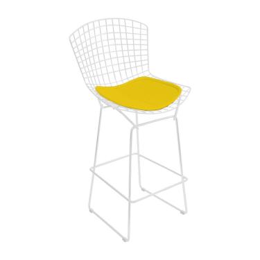 Imagem de Banqueta Bertoia Branca D70 Assento Amarelo