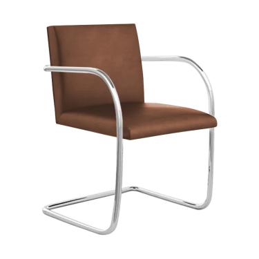 Imagem de Cadeira Brno Para Escritório Couro Sintético Marrom Tubular Cromada