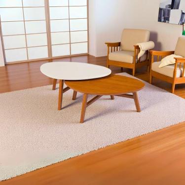 Imagem de Mesa De Centro Para Sala Organica Manaus Base Madeira Kit 2