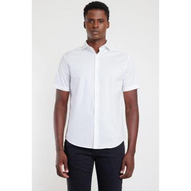 Imagem de Camisa Slim Gola Padre Stretch Branco-Masculino