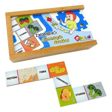 Imagem de Dominó Alimentação Saudável Jogo Pedagógico Ciências Escolar Brinquedo