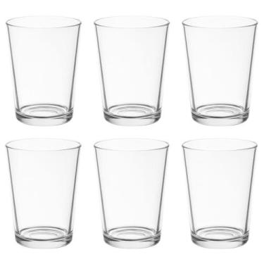 Imagem de kit Copos Vidro 200ml Suco Água Refri Kit C/ 6pcs Vidro Reforçado - Or
