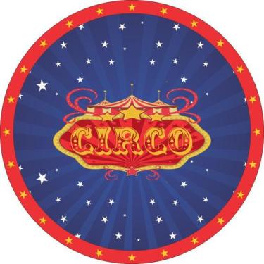 Imagem de Tapete em Lona Redondo Circo Vermelho e Azul - Fabrika de Festa, 140x1