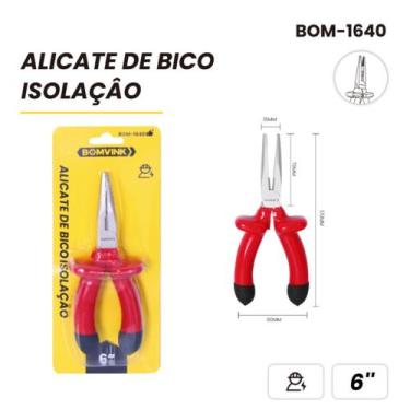 Imagem de Alicate Bico Fino 6 Multiuso Aço Resistente Alta Precisão BOM1640 - BO