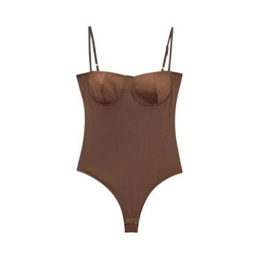 Imagem de Camisola De Cetim Feminina Com Alças Finas, Sem Costas, Lingerie Bodyc