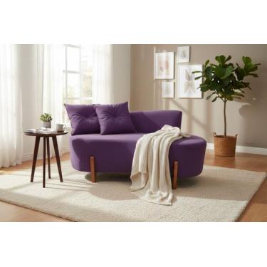 Imagem de Namoradeira Sofá Feijão Luna 130cm Orgânica Veludo Roxo - Mansão Decor