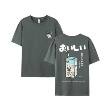 Imagem de Camiseta Unissex Oversized De Algodão Com Estampa De Gato Japonês, Man