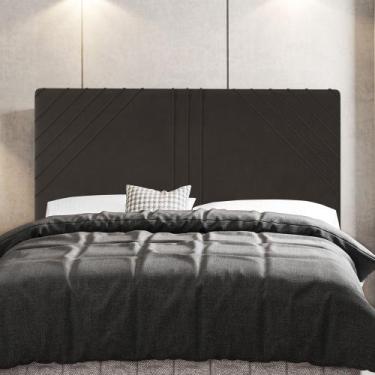 Imagem de Cabeceira Cama Box Casal Queen Size Lisboa 160cm Suede Marrom - Abmaza
