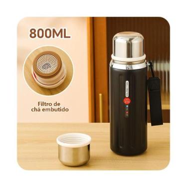 Imagem de Garrafa Térmica Inox 800ml com Filtro Infusor para Chá - Tudo em Caixa