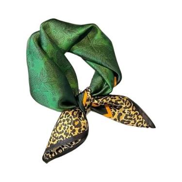 Imagem de Lenço Hijab Quadrado De Seda Com Estampa De Leopardo Para Mulheres, Es