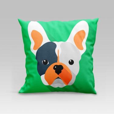 Imagem de Capa De Almofada Estampada Pet Dog Em Veludo Suede 45cm X 45cm - Decoração Raças Cachorros Cor Buldogue Francês