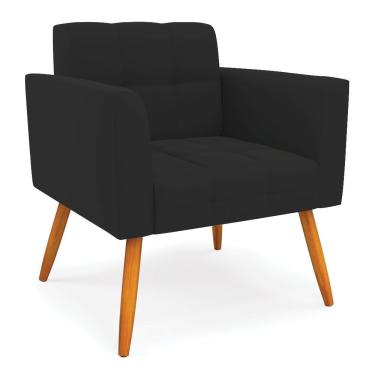 Imagem de Poltrona Elisa Veludo Assento Encosto e Braços com Espuma D 23 Preto D Rossi