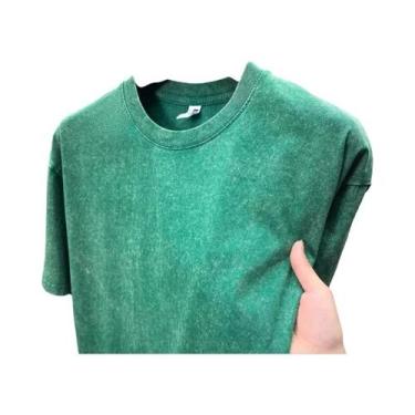 Imagem de Camisetas Masculinas Oversized Vintage De Algodão Lavado Para O Verão,