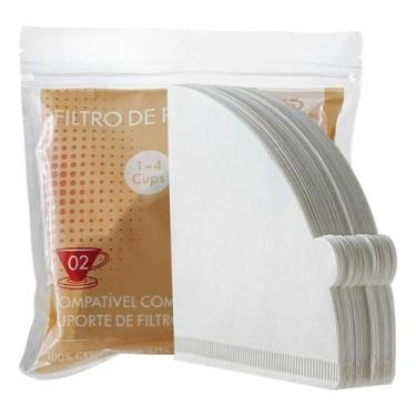 Imagem de Filtro Papel Branco Compatível Hario Coar Café V60-02 100un - Congratu