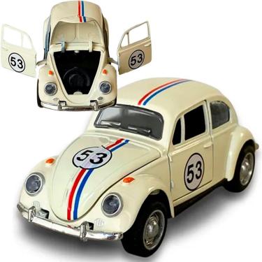 Imagem de Carrinho em Miniatura Fusca Herbie Colecionável com Fricção em Metal Escala 1:32 Bege O...