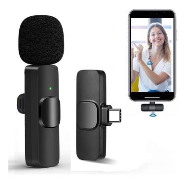 Imagem de Microfone de Lapela sem Fio Tipo C Plug & Play com Cancelamento de Ruído e Bateria Longa para Smartphones Android MDM