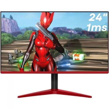 Imagem de Monitor Gamer 24 Led Full HD 3Green VGA e HDMI  75Hz Preto e Vermelho