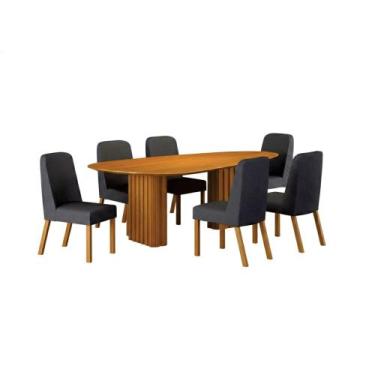 Imagem de Conjunto Sala de Jantar Ísis 180cm com 6 Cadeiras Tampo Orgânico s/ Vi