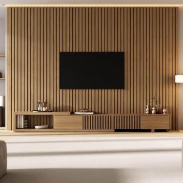 Imagem de Rack com Painel Ripado Extensível para TV até 86 Polegadas 320x250cm A