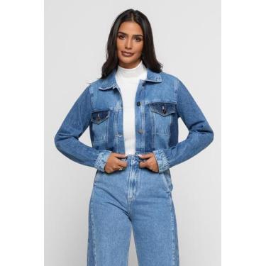 Imagem de Jaqueta Cropped Duda Mesclado Doct Escuro, GG, Indigo escuro