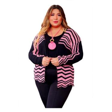 Imagem de Kimono Plus Size Zig Zag Casaco Cardigan Reto Aberto Luxo - PLUS MESMO
