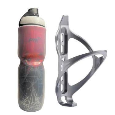 Imagem de Kit Caramanhola Térmica 700ml PTK + Suporte Nylon para Bike MTB Speed 
