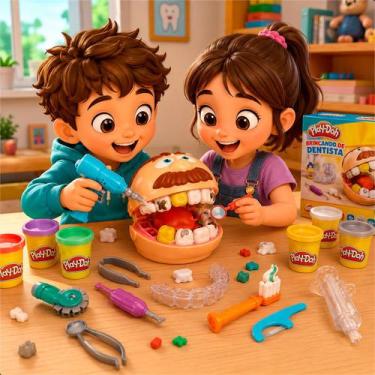 Imagem de Massinha De Modelar Dentista Dente Kit Brinquedo Crianças - Hasbro