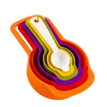 Imagem de Kit 6 Colheres Medidoras Coloridas Plástico para Cozinha Confeitaria e