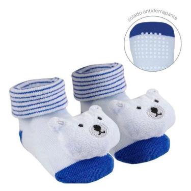 Imagem de Meia Antiderrapante Com Chocalho Para Bebê Buba, Azul urso