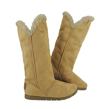 Imagem de Bota Feminina Pelo Neve Inverno 100% Forrada Pelo Lã Europa Cano Alto Confort AM301 Cor:2-Creme-Creme;Tamanho:41