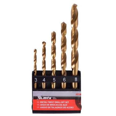 Imagem de Jogo de Brocas p/ Metal 3-4-5-6-8mm Titânio 5 Pçs 723839 mtx tfb