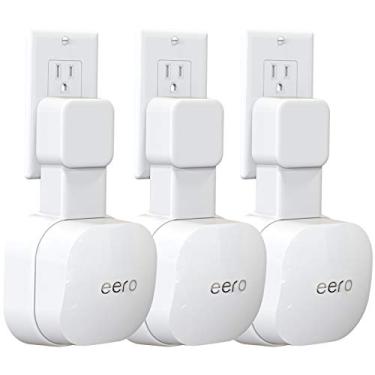 Imagem de Suporte de parede para tomada apenas para eero 6 Dual-Band mesh Wi-Fi 6 [não serve para eero Pro 6 e eero 6+], sem fios bagunçados | economia de espaço | Suporte de montagem de tomada facilmente movido para eero 6 Extender (pacote com 3)