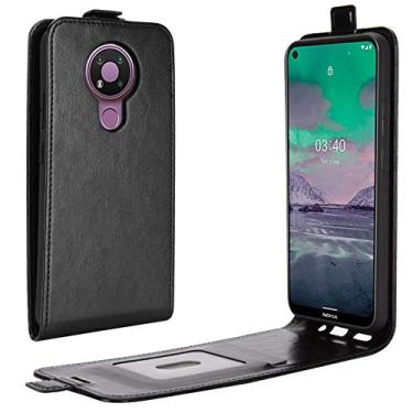 Imagem de YUNCHAO Caixa de telefone Para Nokia 3.4 R64 textura única capa de proteção de couro vertical com slots de cartão e moldura fotográfica capa para celular