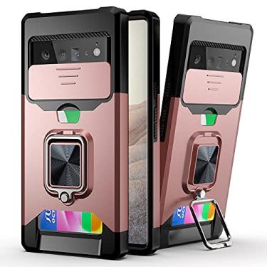 Imagem de For Google Pixel 6 Sliding Camera Cover Design PC + TPU Shockproof Case with Ring Holder & Card Slot