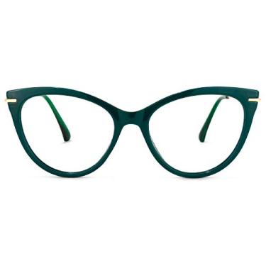 Imagem de Zeelool Óculos de bloqueio de luz azul para gatos, estilosos, TR90, para mulheres, computadores, jogos, óculos Pablo OX017894, Dark-green, Medium